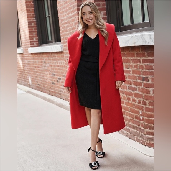 Express Red Shawl Lapel Wrap Coat - Picture 15 of 15